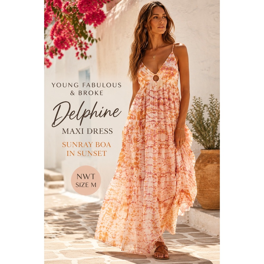 Young Fabulous & Broke Delphine Cutout Resort Boho Maxi Dress NWT M